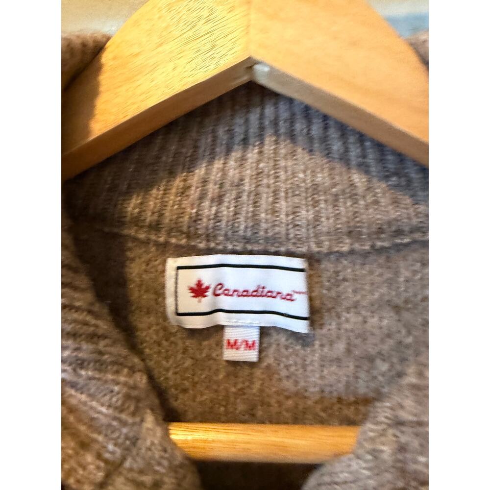 Canadiana Canada Quarter Zip Sweater Taupe Brown Pullover Size youth medium - Picture 3 of 7